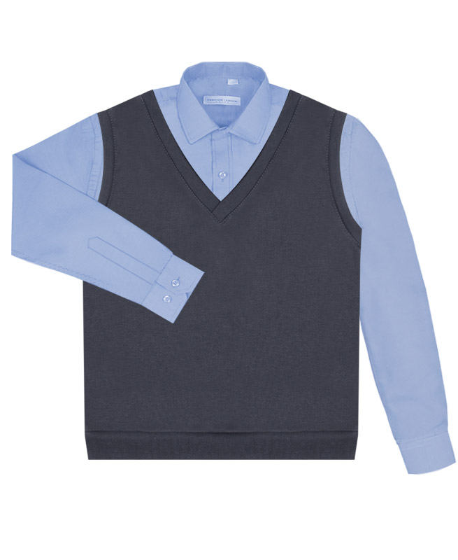 60114-22741, Комплект школьной формы с жилетом и голубой рубашкой