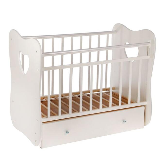 Детская кроватка Vita на маятнике, с ящиком, цвет белый