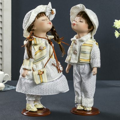 Кукла коллекционная парочка поцелуй набор 2 шт &quot;Поцелуй в белом наряде&quot; 30 см МИКС