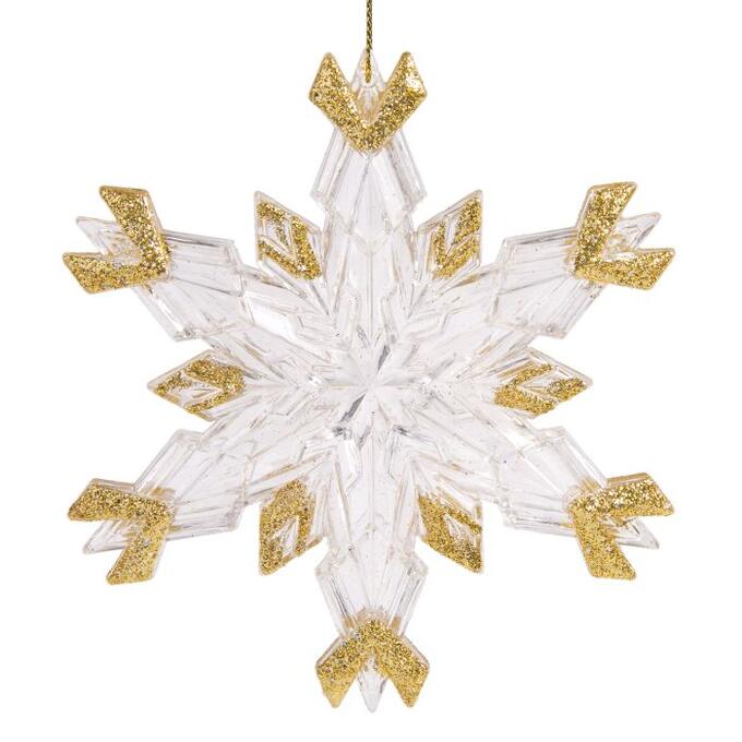 Новогоднее подвесное елочное украшение Снежинка с золотом 11
