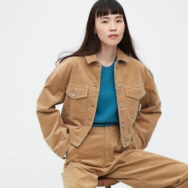 UNIQLO Женская вельветовая куртка, бежевый