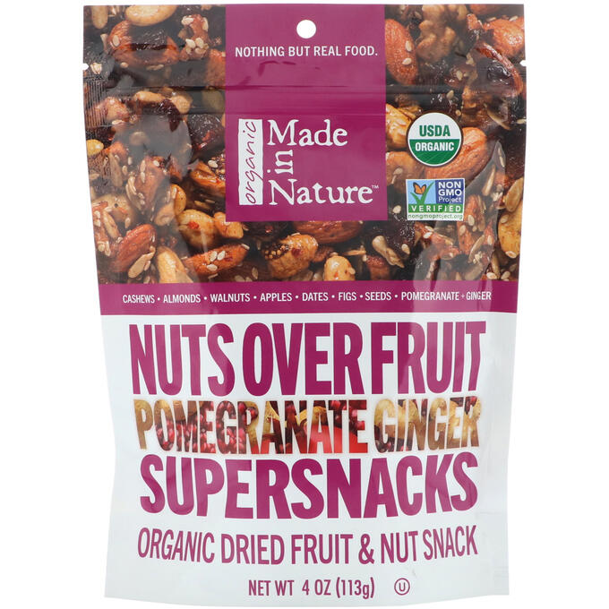 Made in Nature, Органические орехи и фрукты, суперзнаки с гранатом и имбирем, 4 унции (113 г)