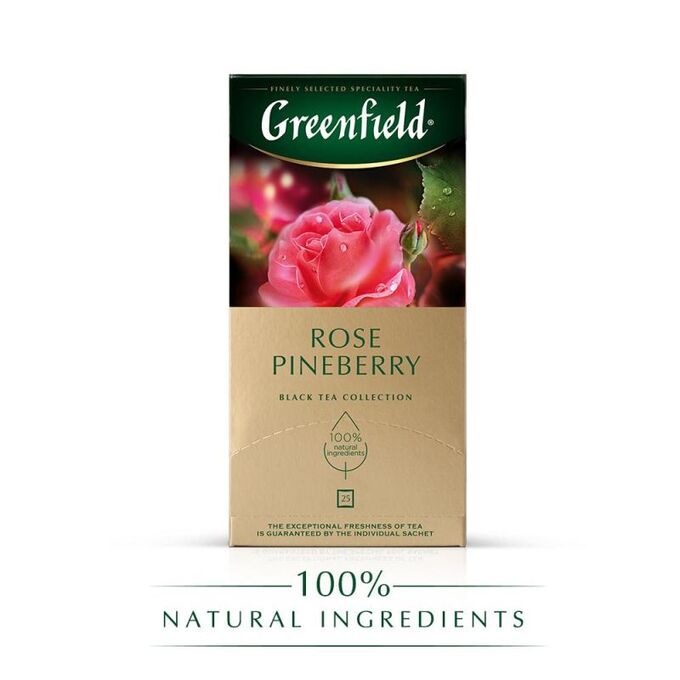 Чай черный Greenfield Rose Pineberry [25пак, клубника и роза, Россия]
