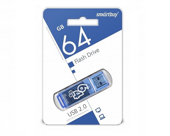 64GB USB Flash, SmartBuy Glossy синий, SB64GBGS-B