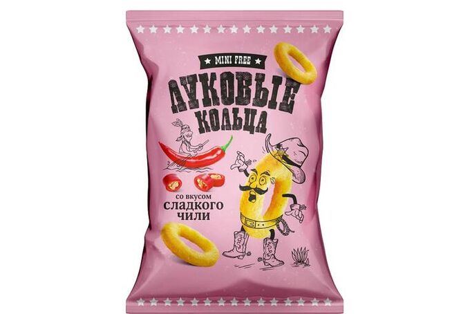 Яшкино «Mini Free», луковые кольца со вкусом сладкого чили, 100 г