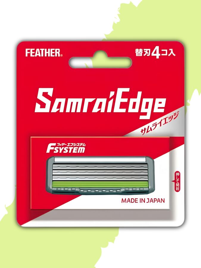 Запасные кассеты с тройным лезвием для станков Feather «Samrai Edge» 4 шт.