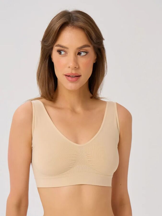 Intimidea BODYEFFECT Comfort bra TULLE ,ТОП из микрофибры на широких бретелях с поддерживающим эффектом. Элегантная прозрачная вставка с обратной стороны.(SKIN -телесный)