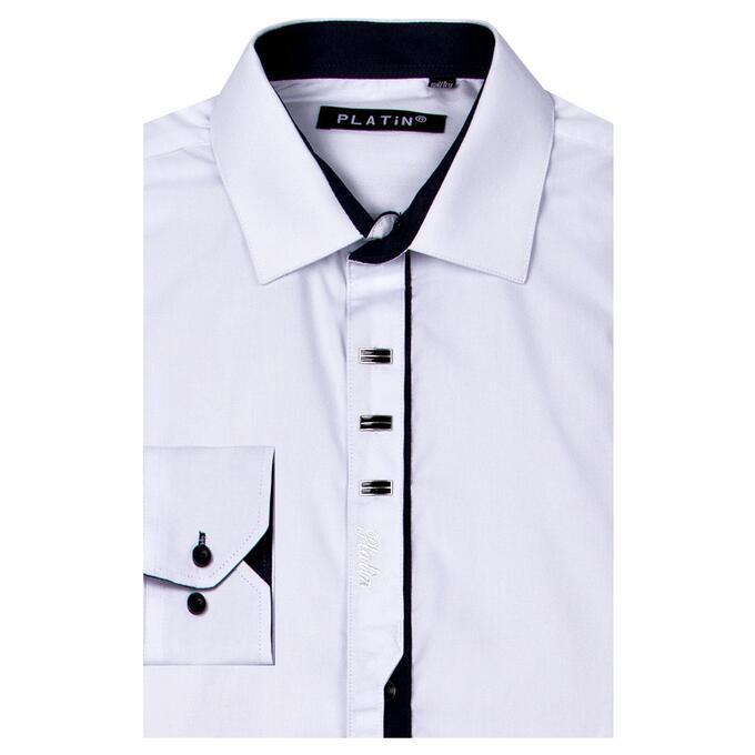 Подростковая рубашка Platin Slim fit белого цвета длинный рукав для мальчика