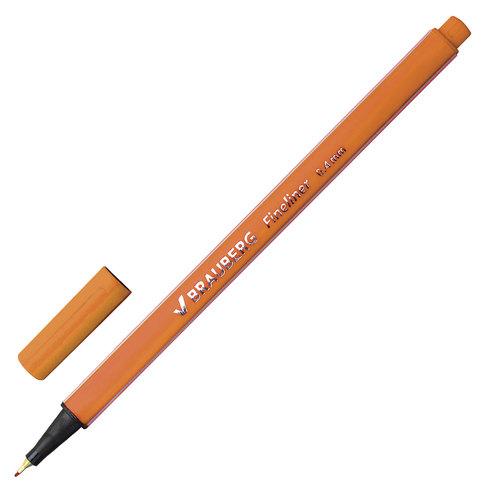 Ручка капиллярная BRAUBERG “Aero“, трехгранная, металлический наконечник, 0,4 мм, оранжевая, 142249(11шт)