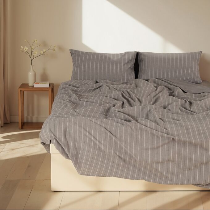 Sima-Land Home Постельное бельё SL Home Cotton line 2 сп 180*220см, 240*225 см, 50*70-2шт, цв.серый, 100% хлопок