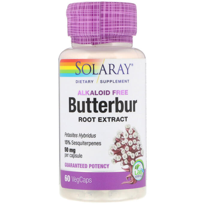 iherb Solaray, экстракт корня белокопытника, 50 мг, 60 растительных капсул