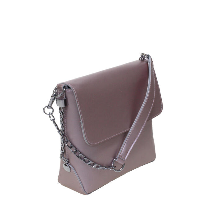 Morrekone Трендовая женская сумочка через плечо Flonge_Istel из натуральной кожи жемчужно-розового цвета.
