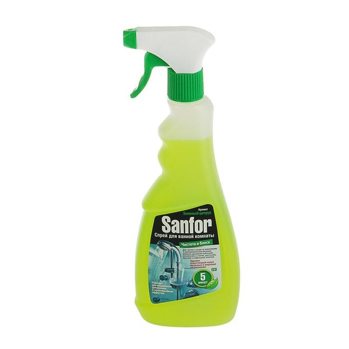 Средство для чистки ванной комнаты Sanfor &quot;Зеленый цитрус&quot; спрей, 500 мл