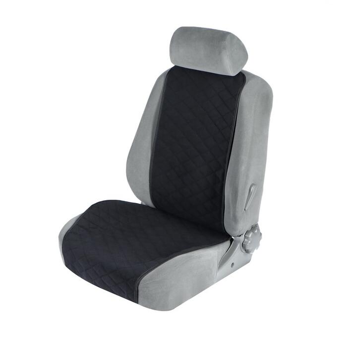 Накидка на переднее сиденье, велюр, размер 55 х 130, черный, широкое сиденье