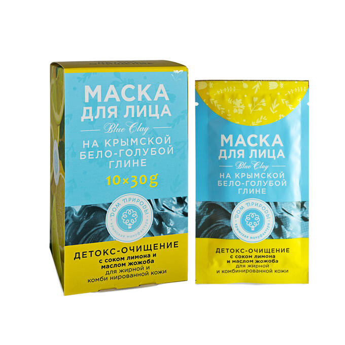 Дом природы Мануфактура Маска на основе бело-голубой глины Детокс-очищение для жирной и комбинированной кожи