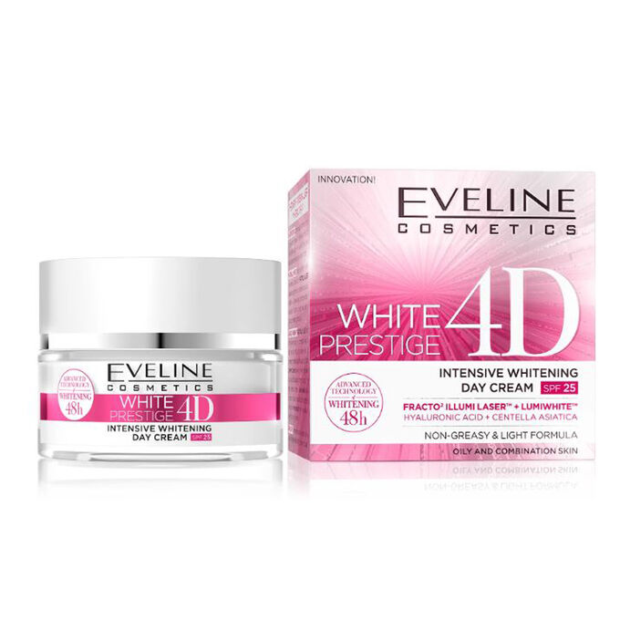 EVELINE WHITE PRESTIGE 4D Дневной крем выравнивающий тон SPF25 для жирной и комбинированной кожи 50мл