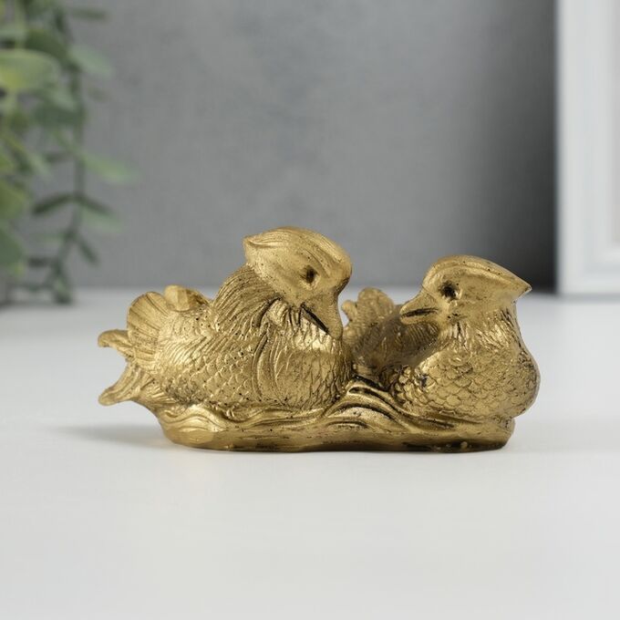 СИМА-ЛЕНД Нэцкэ фигурка «Уточки мандаринки вместе», 11x6x4.8 см, под бронзу