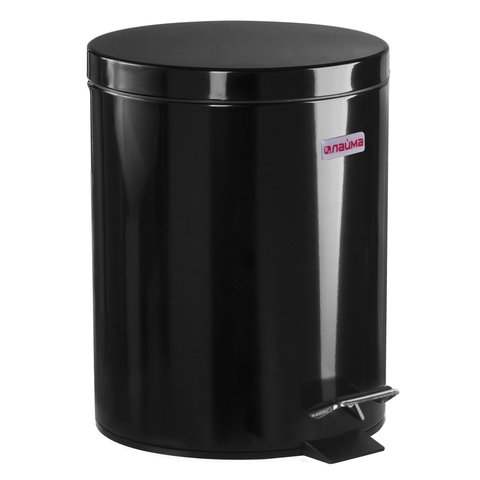 Лайма Ведро-контейнер для мусора (урна) с педалью LAIMA &quot;Classic&quot;, 5 л, черное, глянцевое, металл, со съемным внутренним ведром, 604943