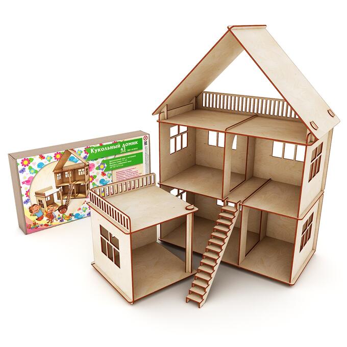 Dolodom Кукольный домик с лестницей (Коробка, упаковка)
