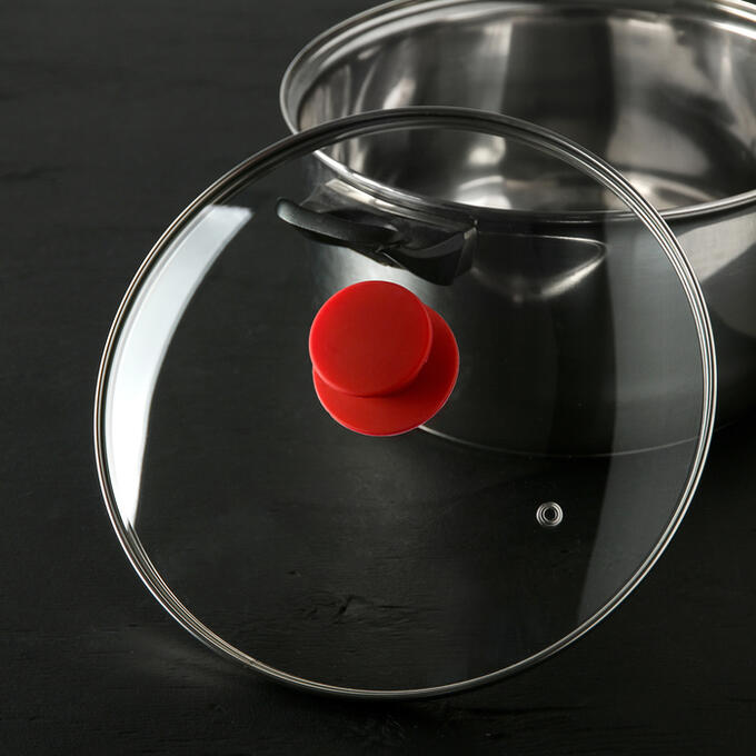 Крышка для сковороды и кастрюли стеклянная JARKO Silk, d=24 см, ручка силиконовая МИКС