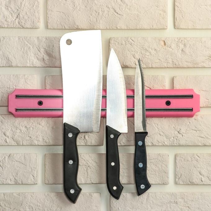 СИМА-ЛЕНД Держатель для ножей магнитный, 33 см, цвет розовый