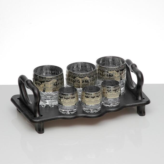 Клик Мебель Мини-бар 6 предметов стаканы+стопки, Византия 250/50 мл