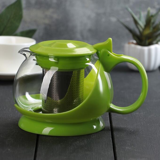 Чайник заварочный «Бетти», с металлическим ситом, 800 мл, цвет зелёный