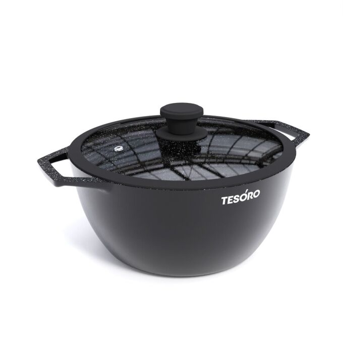 Нева металл посуда &quot;TESORO&quot; Florence Induction total dark&quot; Кастрюля 3л, с крышкой
