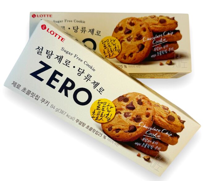 Lotte Печенье без сахара ZERO Chocolate Chip Cookie (Лотте ЮКорея), 84г,