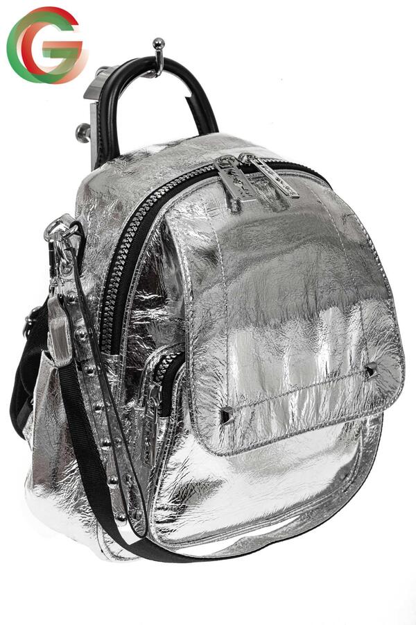 Блестящий молодежный рюкзак, цвет серебро