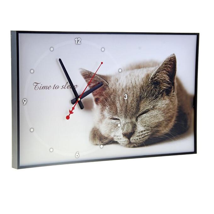 TIMEBOX Часы-картина настенные, серия: Животные, &quot;Серая кошка&quot;, плавный ход, 57 х 35 х 4 см