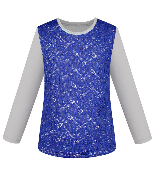 Блузка для девочки с синим гипюром 83922-ДОШ19