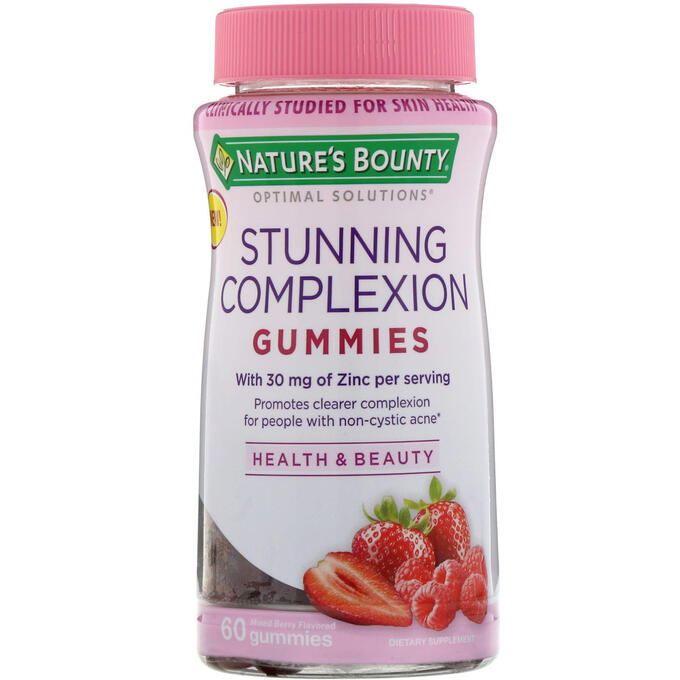 Nature&#039;s Bounty, Optimal Solutions, ошеломляющий цвет лица, вкус ягодного ассорти, 60 жевательных таблеток