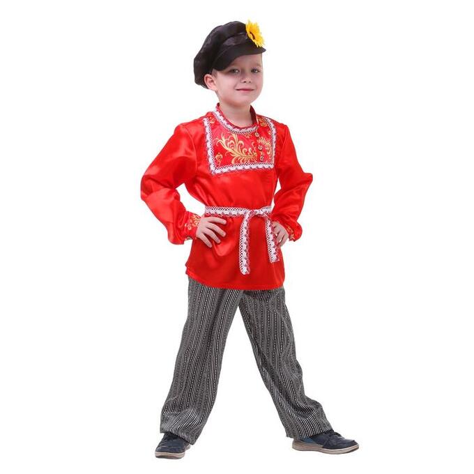 Страна карнавалия Русский народный костюм &quot;Хохлома&quot; для мальчика, р-р 64, рост 122 см