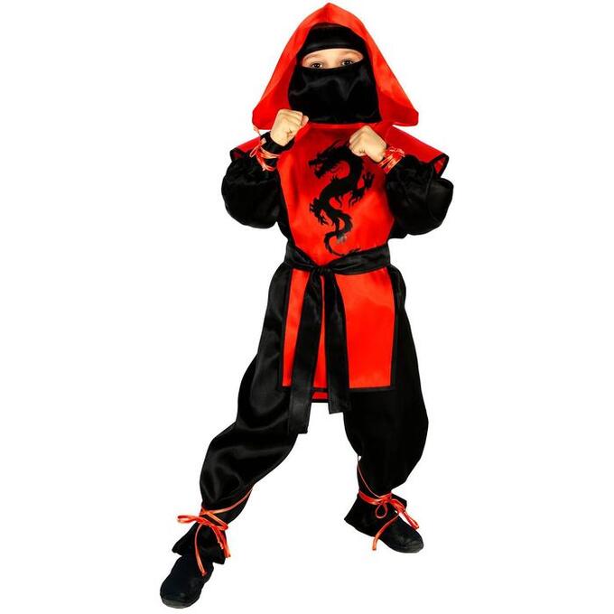 Карнавальный костюм «Ниндзя: Чёрный дракон», рубашка, брюки, защита, пояс, маска, р. 44, рост 164 см
