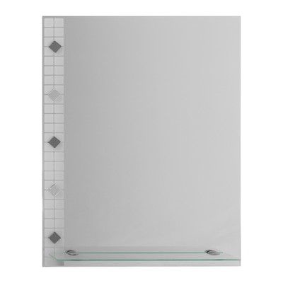 Зеркало «Ромб», с пескоструйной графикой, настенное, с полочкой, 45?60 см