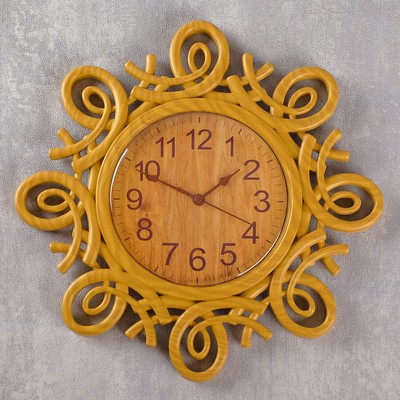 Часы настенные, серия: Интерьер, Лепнина, завитки, бронзовые, d=30 см