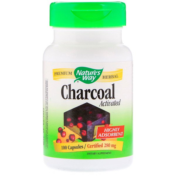 Nature&#039;s Way, Древесный уголь (Charcoal), активированный, 280 мг, 100 капсул