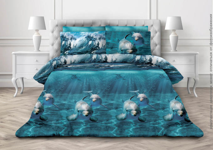 Комплект постельного белья 1,5-спальный, бязь  ГОСТ (Дельфин 3 D)