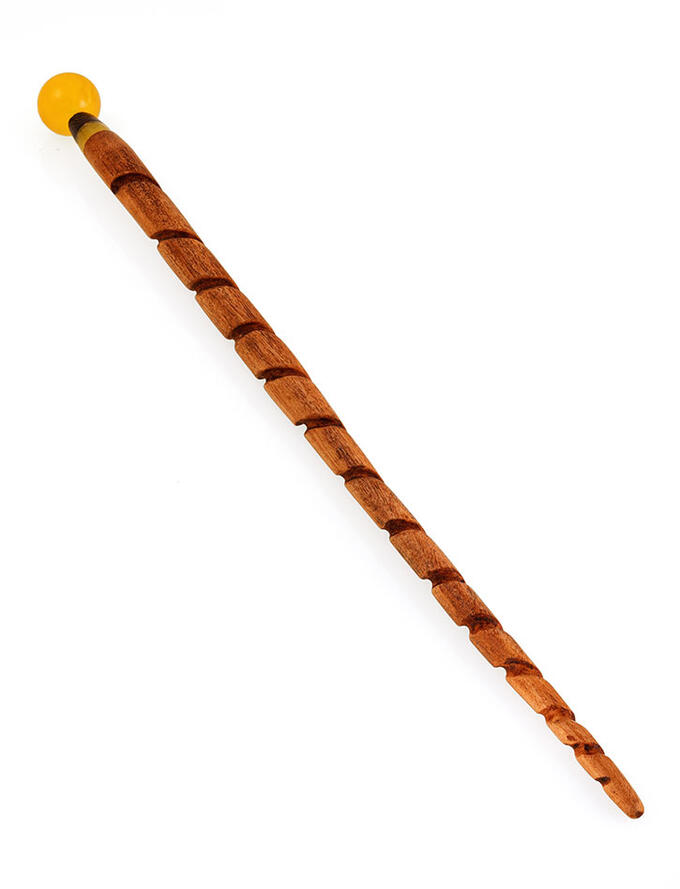 Китайская заколка-палочка для волос из древесины дуба с круглым янтарным наконечником, 910307183
