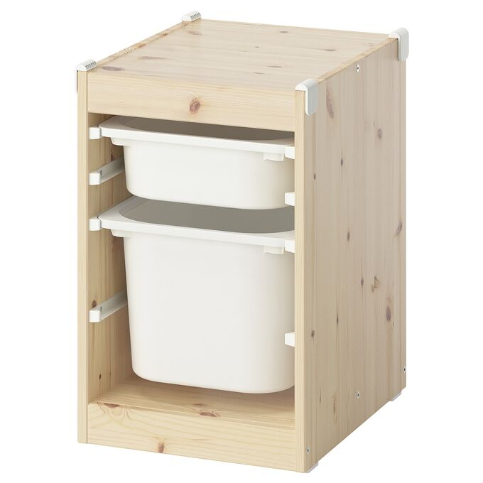 IKEA TROFAST, комбинация для хранения с ящиками, светло-белая мореная сосна белый, 34x44x53 см