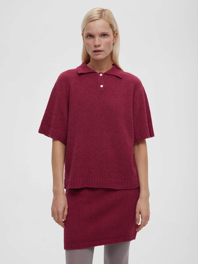Aim Clothing Поло с коротким рукавом из хлопка букле, бордовый