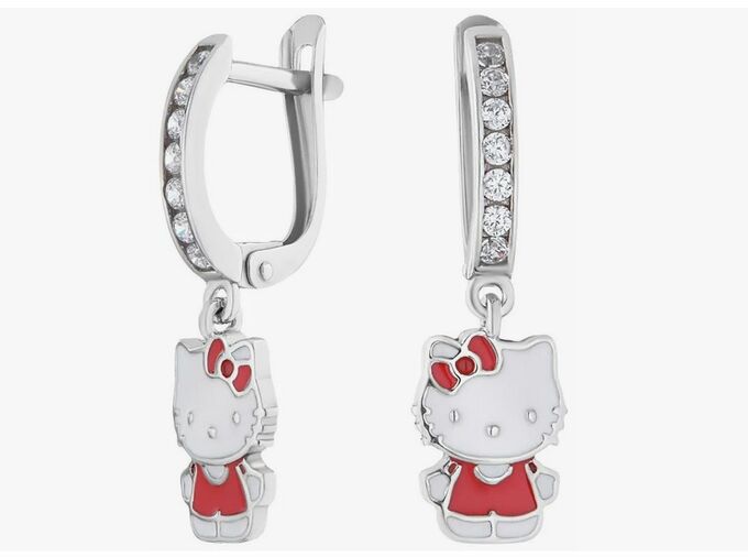Альфа Карат Серебряные серьги &quot;Hello Kitty&quot;