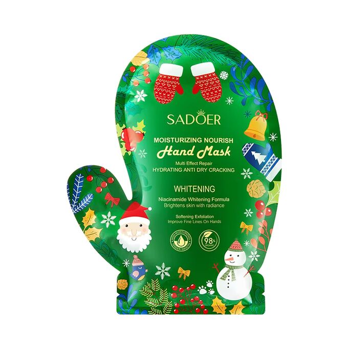 Ухаживающая маска-перчатки для рук в новогоднем дизайне Sadoer Hand Mask Moisturizing Nourish Whitening
