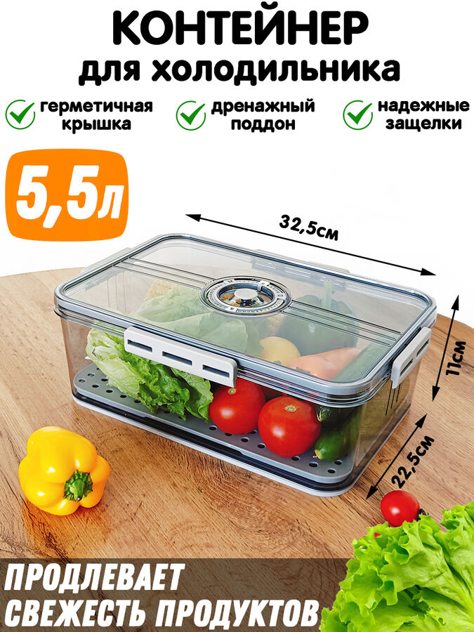 Toveon Контейнер для хранения охлажденных продуктов 7002 Размер: 32.5х22.5х11.2 см (ДхШхВ)