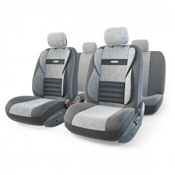Чехлы AUTOPROFI COMFORT COMBO для передних и задних сидений, велюр, серый цвет, 11 предметов