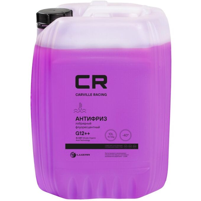 Антифриз Carville Racing, Si-OAT, G12++, фиолетовый, флуоресцентный, -40°С, 10л, арт. L2018003