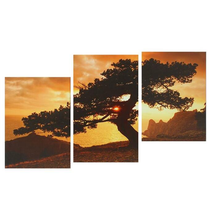Картина модульная на подрамнике &quot;Одинокое дерево в горах&quot; 1-53х32, 2-45х32, 100х70см