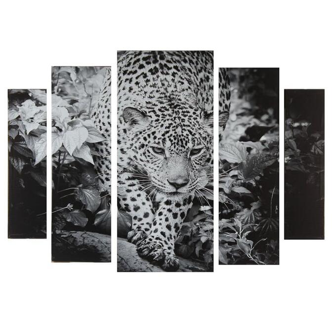 Картина модульная на подрамнике &quot;Черно-белый леопард&quot; 2-14х53, 2-21х69,5 1-34х79; 80х118 см 2272747