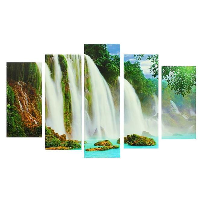 Модульная картина на подрамнике &quot;Огромный водопад&quot;, 2 — 25?52, 2 — 25?66,5, 1 — 25?80, 80?140 см